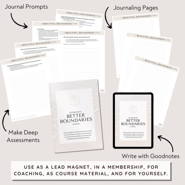 canva template for final use showcasing all pages in the better boundaries journal