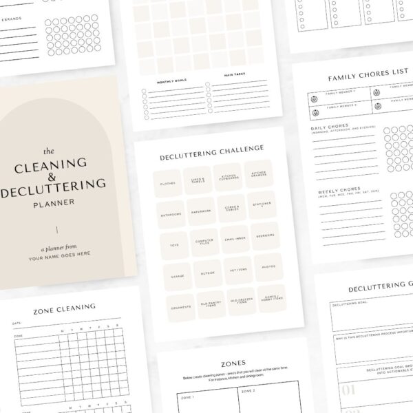 preview of 15 pages in the cleaning journal printable