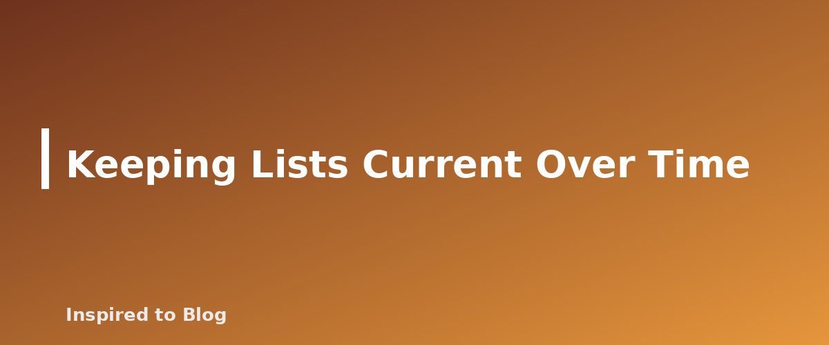 Keeping Lists Current Over Time - banner for Amazon Storefront Setup: Categories, Ideas and Lists